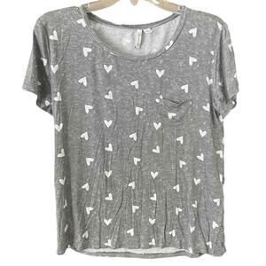 Live Well Women Size Small Sleep Top Heart Print Gray Comfy Nightshirt
